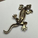 Lia Sophia Rhinestone Lizard Reptile Brooch Pin Gold Tone Photo 3