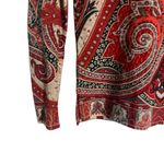 Etro Italian Luxury Red Paisley Print Long Sleeve Pure Wool Top Size Small Photo 5