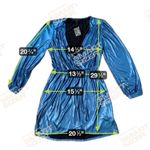 Honey Punch  That's a Wrap Dress Womens Small METALLIC Blue Print Mini NWT #193 Photo 10