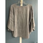 Alberto Makali Women's L Gray Faux Suede Top Crew Neck Laser Cut Boxy Fit Blouse Photo 5
