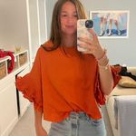 ORANGE RUFFLE SLEEVE TEE SHIRT Red Photo 1