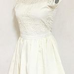 Lace Sheer Neckline Flared Formal Dress White Photo 1