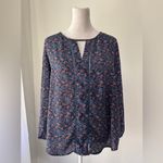 Collective Concepts  Blue, Burgundy & Purple Paisley Print Long Sleeve Blouse Photo 1