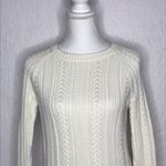 Lands' End Land’s End Women’s Ivory White Sweater Cable Knit Crewneck Pullover Over XSP Photo 1