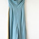 Duck Egg Blue And Wheat Yellow Strapless Palazzo Pants Jumpsuit Photo 1