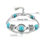 Gorgeous silver plated butterfly bracelet with turquoise‎ beads fashion j… Photo 2