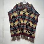 American Eagle  Women’s Medium Aztec Tribal Sweater Vest Fringe Open Front Photo 9