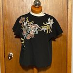 ZARA  W/B Woman's Floral Black Short Sleeve Classic Blouse Size Small Photo 0