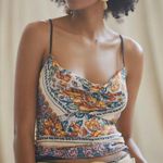 Anthropologie Floral Open Back Silky Smocked Cami Scarf Top Photo 0