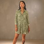 ZARA NWT  L Green Paisley Dress Boho Buttoned Midi 100% Cotton Summer Fest 70s Photo 2