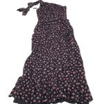 Shoshanna Dress Womens 6 Black Pink Floral Vivine Tossed Rose Gown One Shoulder Photo 2