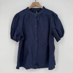 Pretty Garden Navy Blue Puff Sleeve Button Down Shirt Women's XL Casual Size undefined Photo 1
