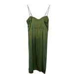 Abercrombie & Fitch  Camille Green Satin Midi Dress Size Large Olive Green Date Photo 7