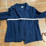 Charter Club  Women's Blue Linen Open Front Blazer Jacket Size L Photo 7