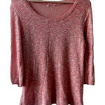 Vintage Peach Knit Sweater Medium Marbled Lightweight Lace Back Y2K pastel Orange Photo 0