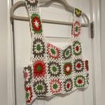 Mexicali Blues NWT  OS White Rainbow Crochet Crop Top Tank Granny Square Cotton Photo 2