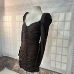 ZARA  Brown Long Sleeve Puff Sleeve ruched Body con Dress Size S Photo 6