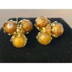 Vintage Vogue Chunky Copper Gold Tone Beaded Necklace and Earrings Photo 3