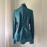 Old Navy Vintage ‘01  Blue & Brown Striped Collared Long Sleeve Button Down Shirt Photo 5