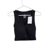 Klassy Network  Deep V Neck Black Crop Top Brami Tank Built in Bra Size Small Photo 2