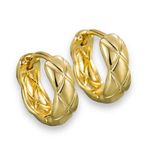 15mm Classic Rhombus Texture Gold Hoop Earrings for Women Photo 0