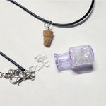 Hand crafted natural crystal clear quartz in mini bottle necklace Purple Photo 1
