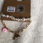 Urban Outfitters New  faux pearl charm bracelet, gold tone chain and pearl Photo 3