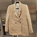 ANINE BING ππ Tweed Double Breasted Fishbone Blazer ~ Tan & Cream Medium Photo 11