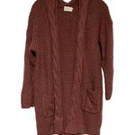 Dreamers Chunky Knit Open Front Cardigan Sweater With Pockets Dusty Rose By Wome Photo 0
