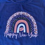 Happy New Year Long Sleeve Tee Large Navy Blue with lettering Photo 1