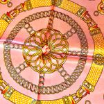 Vintage Equestrian PINK PEACH Royal Crown print oversized silky Scarf 35/35 Photo 2