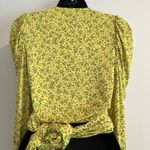 AFRM Celeste Crop Wrap Top Revolve Size XS Buttercup Ditsy Yellow Ruched Slinky Photo 4