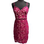 Lulus Giovanni Magenta Lace Sleeveless Sheath Dress Photo 4