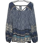 Knox Rose  Women's Blue Floral Square Neck Ruffled‎ Hem Long Sleeve Size XXL Photo 1