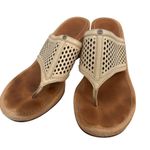 UGG  White Solena Perforated Leather Thong Heels Sandals Size 6.5 Photo 6