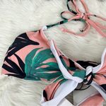 PATBO‎ Tropical Floral Triangle Black Salmon Bikini Top Size 4 NWT Green Photo 5