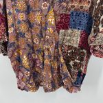 Umgee bohemian faux wrap flutter sleeve hippy cropped mixed media top size L Photo 4