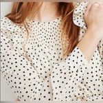 Madewell Smocked Ruffle-Shoulder Crinkled Georgette Midi Dress in Inkbrush Dots Photo 2