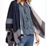 CAbi Reversible Wrap Sweater Kyoto Blossom Collection navy tan Medium/ L… Photo 1