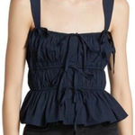 Moon River  WOMENS TIE DETAIL PEPLUM TOP BLOUSE LARGE NEW TAGS STRETCHY BLACK Photo 0