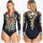 Johnny Was Womens Floral Long Sleeve Mia Surf Shirt One Piece Swimsuit Size M Photo 1