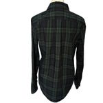 J.Crew  Blue Black Flannel Plaid Beaded Quarter Button Down Shirt 0 / XS Photo 4