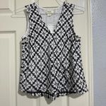 Maeve Women’s Shirt Top Size 4 White & Eyelet Black Floral Sleeveless Photo 0