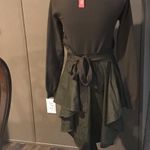 NWT Beautiful olive tunic hi low blouse ties QEW Green Size XS Photo 7