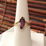 Marquee shaped purple stone Ring 14KT GF Size 8 Gold Photo 0