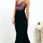 Soiéblu Soieblu Embroidered Aztec Boho Full Length Black Maxi Dress Open Back NEW Photo 3