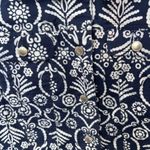 Liz Claiborne  10 Jacket Navy White Floral Silver Button Artsy Boho Statement Photo 2