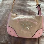 Juicy Couture NWT-  Pink and Cream Heritage Velvet Clutch with Gold Chain Photo 10
