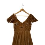 Line Dot Brown Velvet Ruffle Midi Dress Winter Feminine Cocktail Holiday S Photo 2