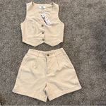 Elegant Tan Women's Shorts and Vest Set Size undefined Photo 2